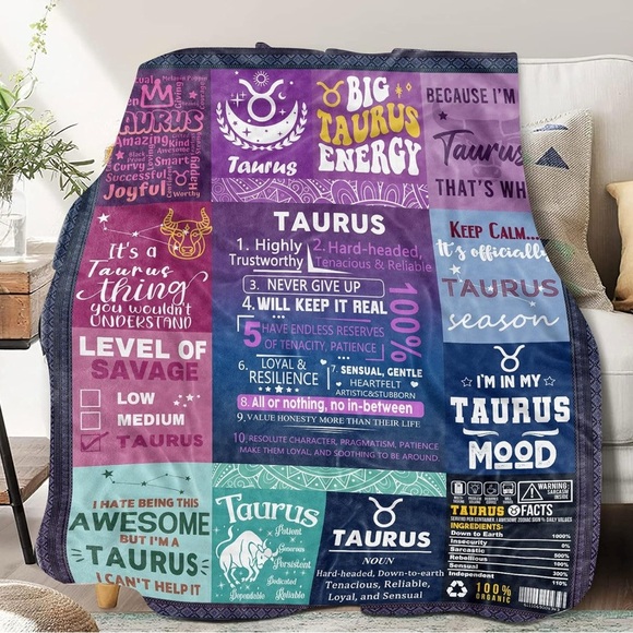 Taurus Zodiac Throw Blanket - Picture 1 of 4